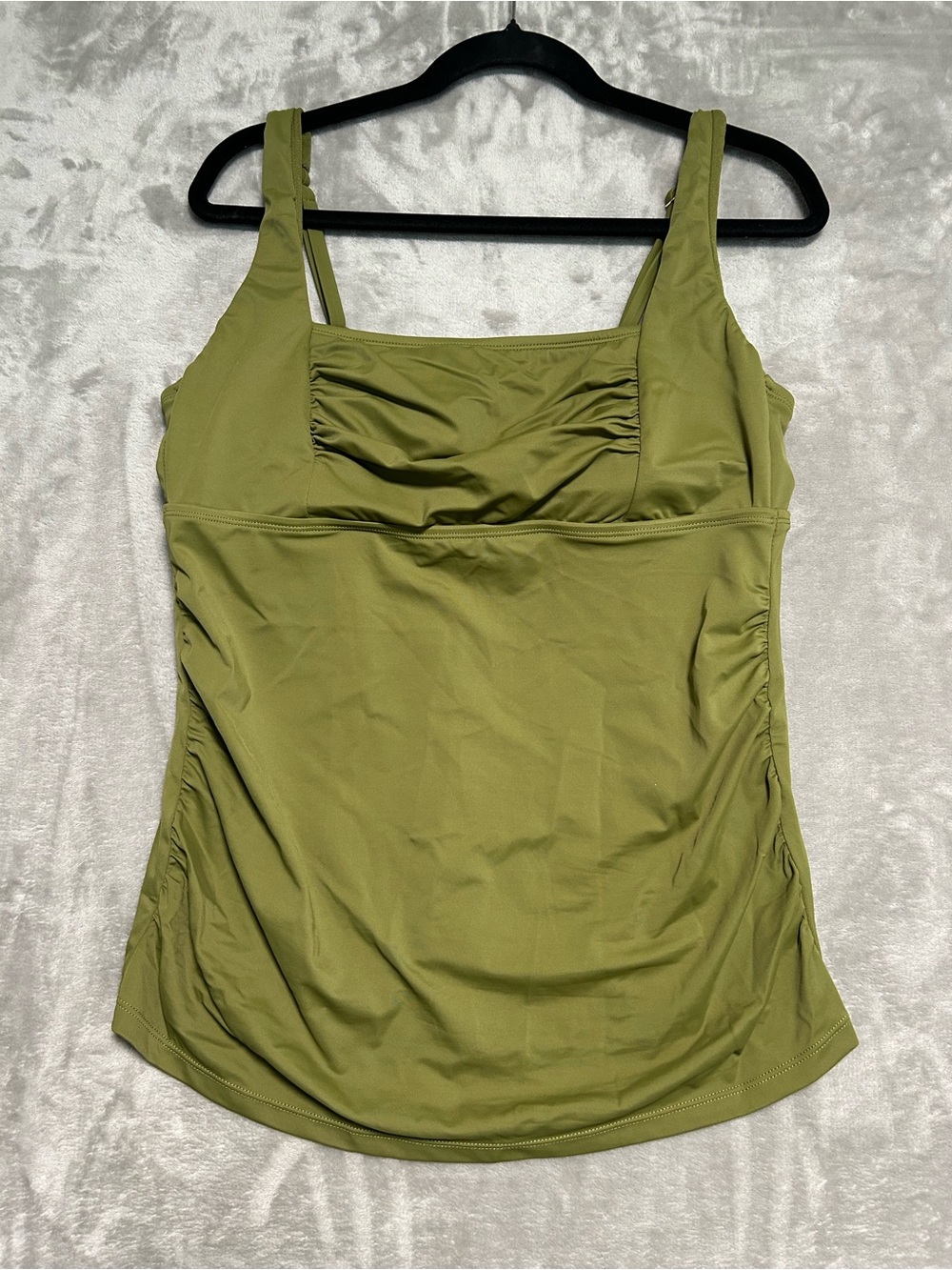 Shade & Shore Adjustable Padded Tankini Swim Top Womenโs XL Green